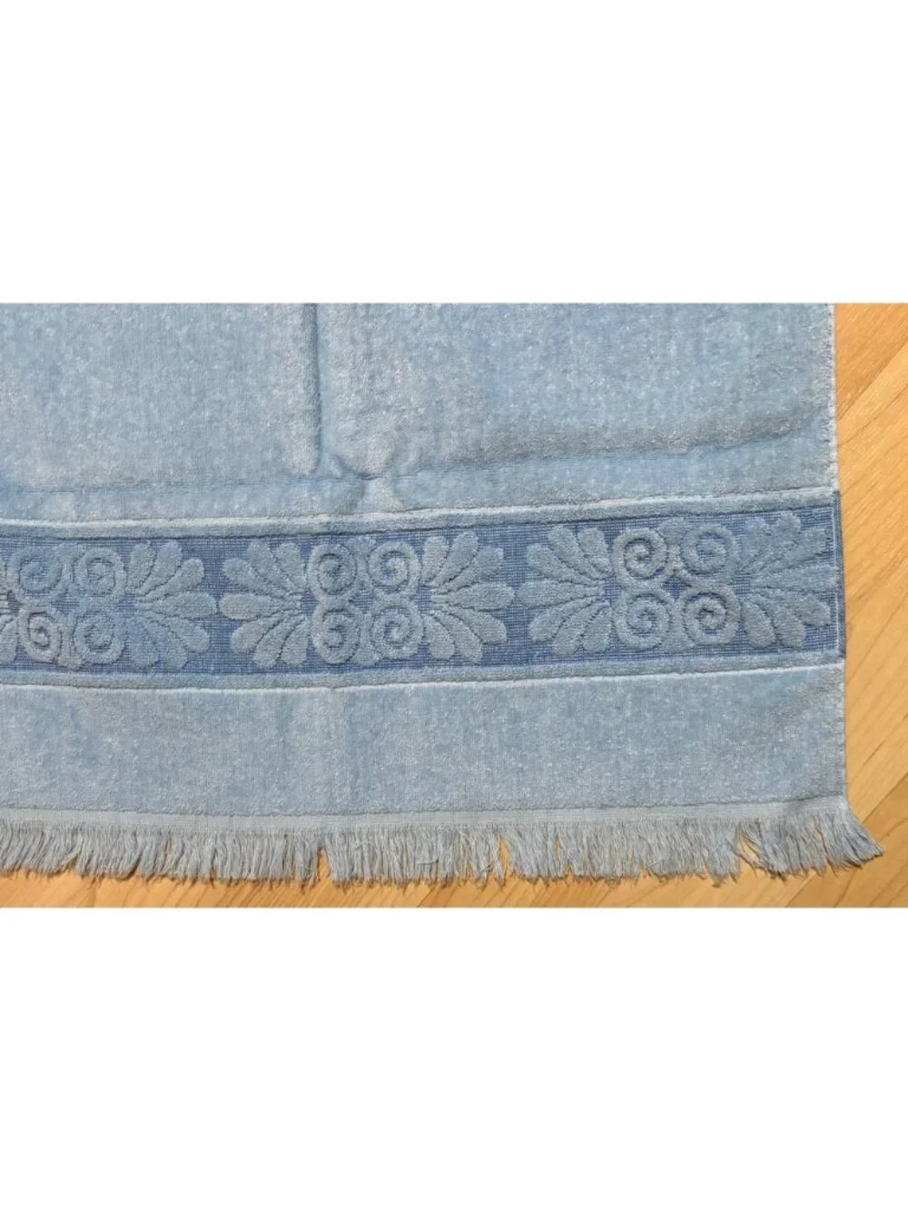 Vintage Cannon Monticello Santa Cruz Lt. Blue Decorative Bath Towel Fringe Trim